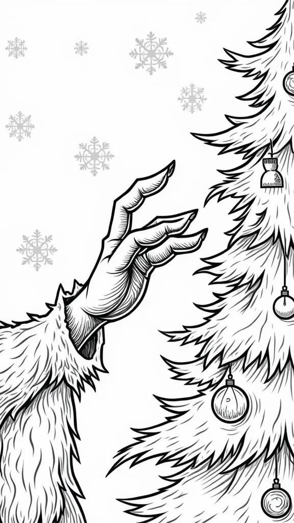 grinch hand coloring page